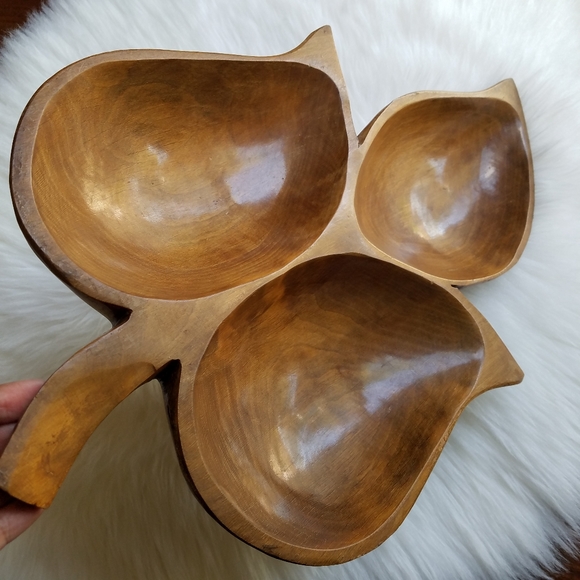 Boho Vintage Leaf Shaped Wooden Tray - Picture 10 of 13